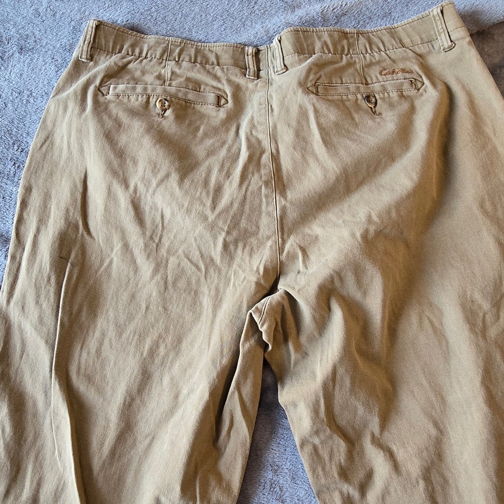 Cabelas Classic Fit Chino Pants Men 42x30 Khaki Tan Cotton Twill Stretch Comfort - Picture 12 of 16